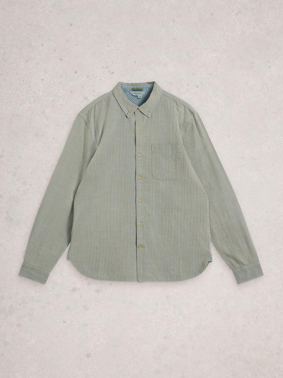Bruton Stripe Shirt in LGT BLUE - FLAT FRONT