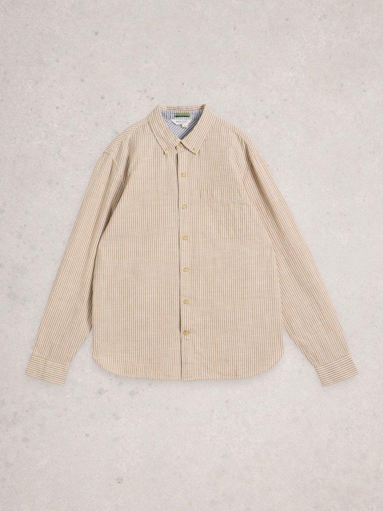 Bruton Stripe Shirt in LGT NAT - FLAT FRONT