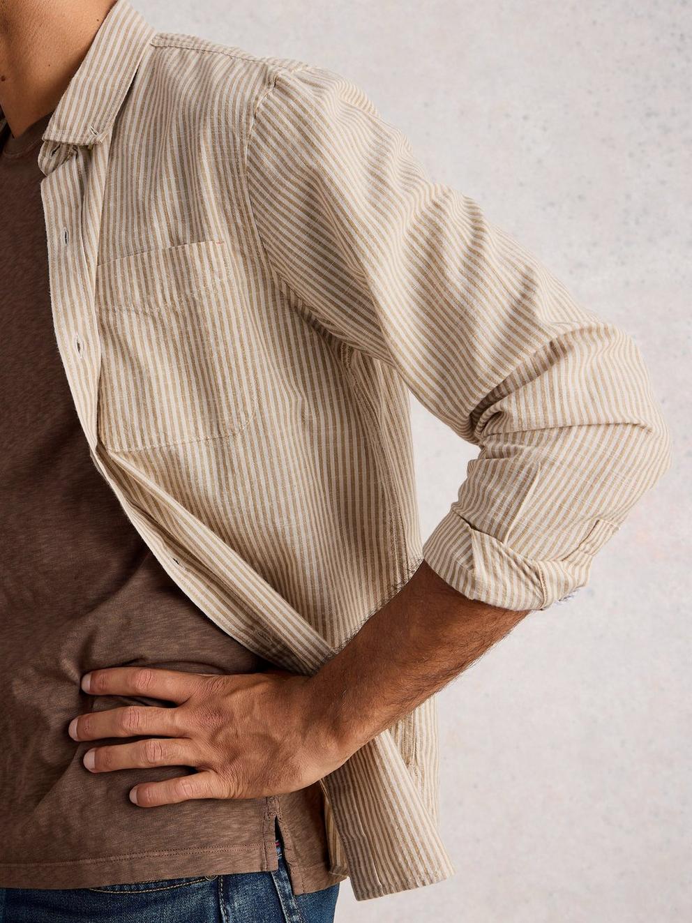 Bruton Stripe Shirt in LGT NAT - LIFESTYLE