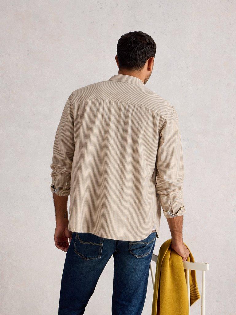 Bruton Stripe Shirt in LGT NAT - MODEL BACK
