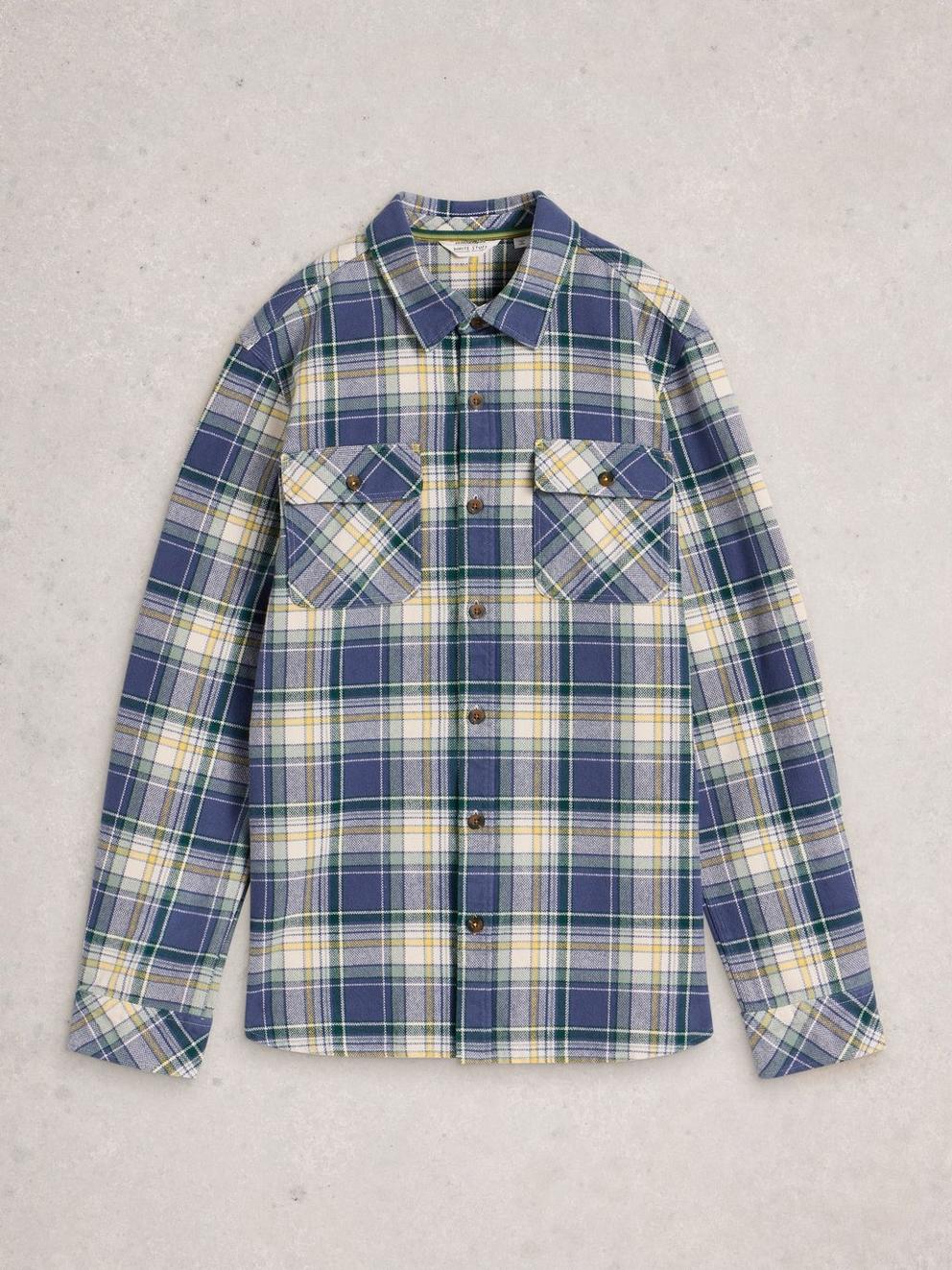 Darwen Check Shirt in BLUE MLT - FLAT FRONT