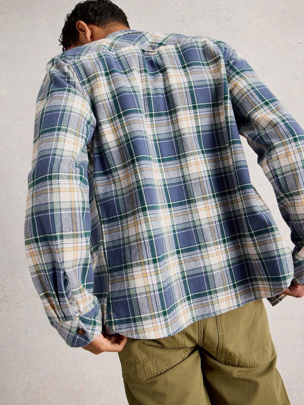 Darwen Check Shirt in BLUE MLT - MODEL BACK