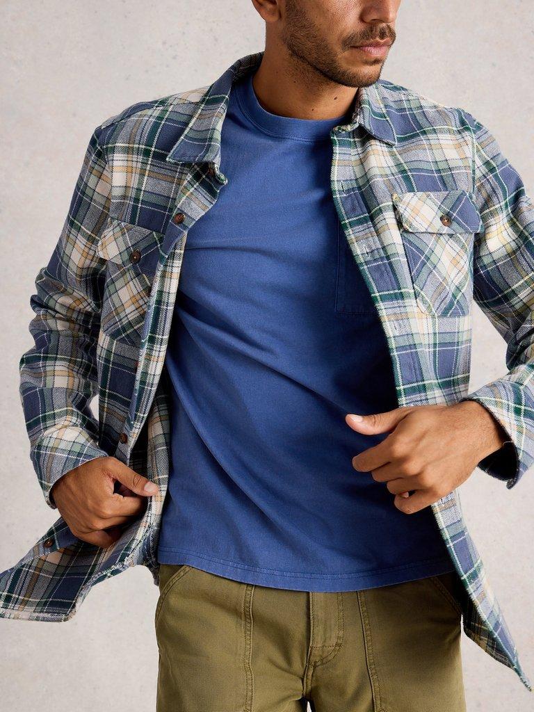 Darwen Check Shirt in BLUE MLT - MODEL DETAIL