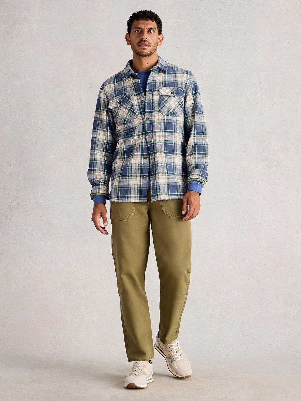 Darwen Check Shirt in BLUE MLT - MODEL FRONT