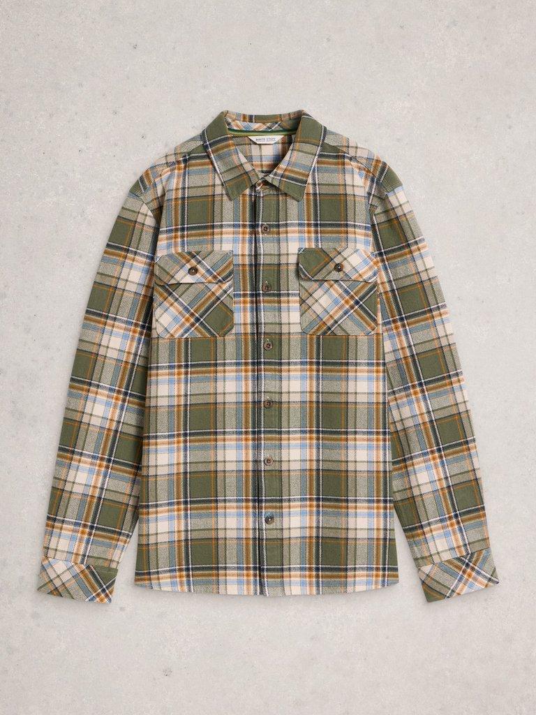 Darwen Check Shirt in GREEN MLT - FLAT FRONT