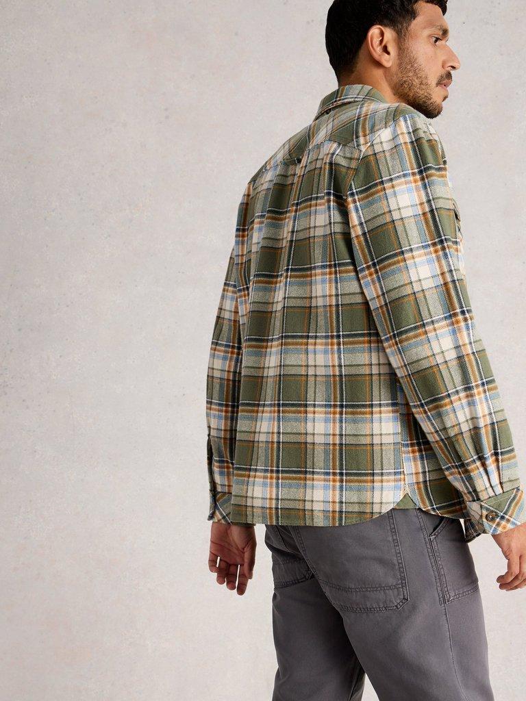 Darwen Check Shirt in GREEN MLT - MODEL BACK