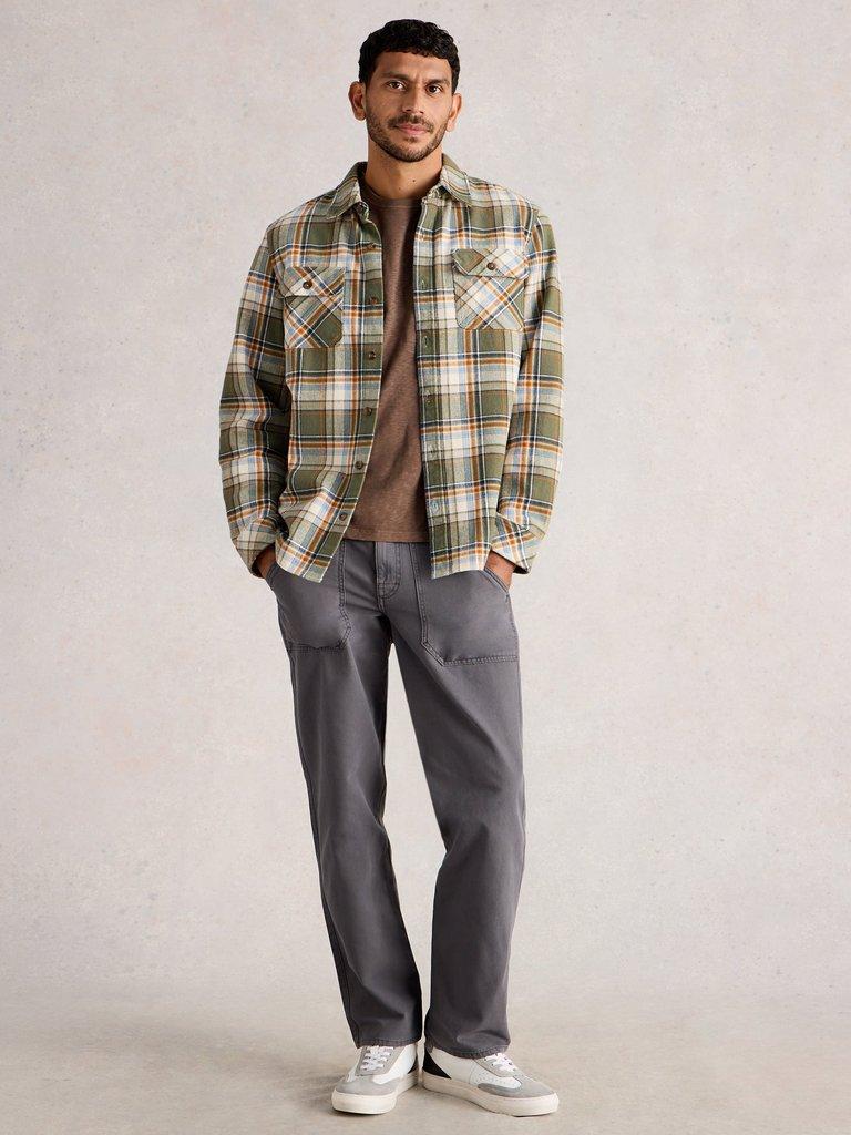Darwen Check Shirt in GREEN MLT - MODEL FRONT