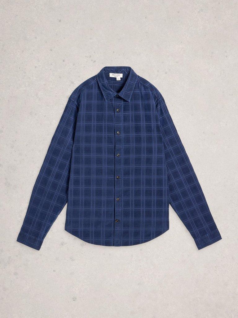 Griffin Cord Check Shirt in DARK NAVY - FLAT FRONT