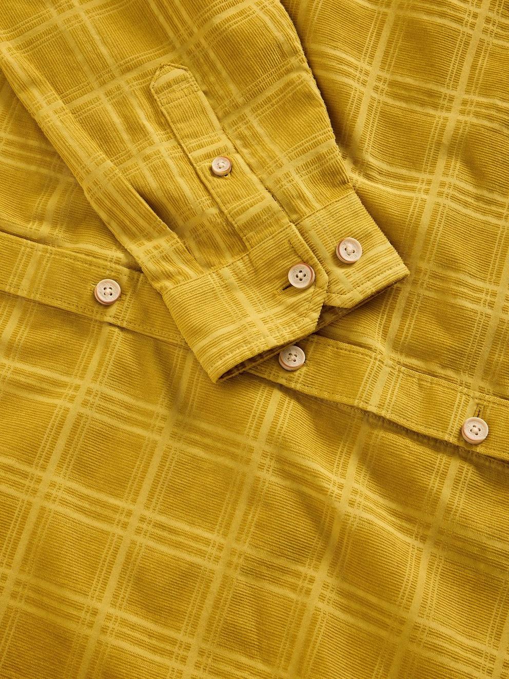 Griffin Cord Check Shirt in DP YELLOW - FLAT DETAIL