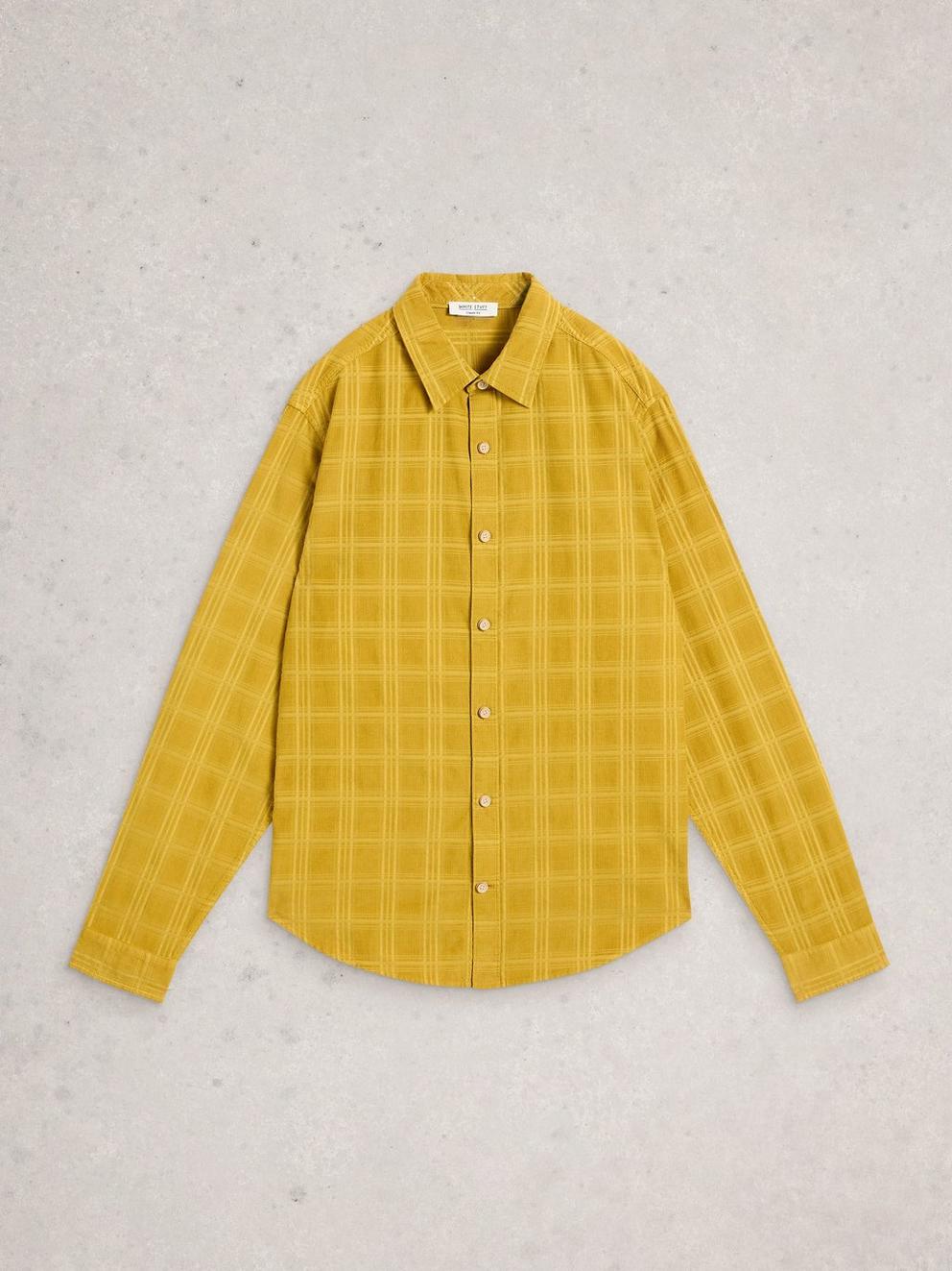 Griffin Cord Check Shirt in DP YELLOW - FLAT FRONT