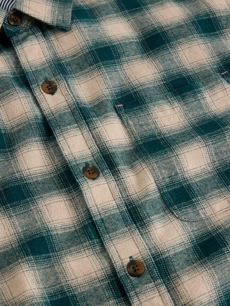 Ludlow Two Tone Check Shirt in DK GREEN - FLAT DETAIL