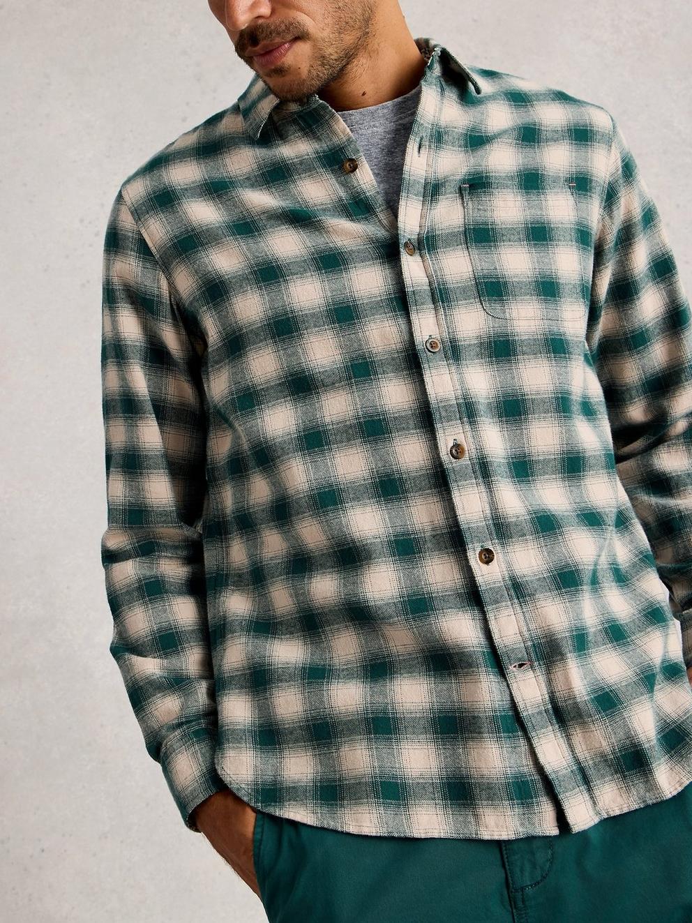 Ludlow Two Tone Check Shirt in DK GREEN - LIFESTYLE