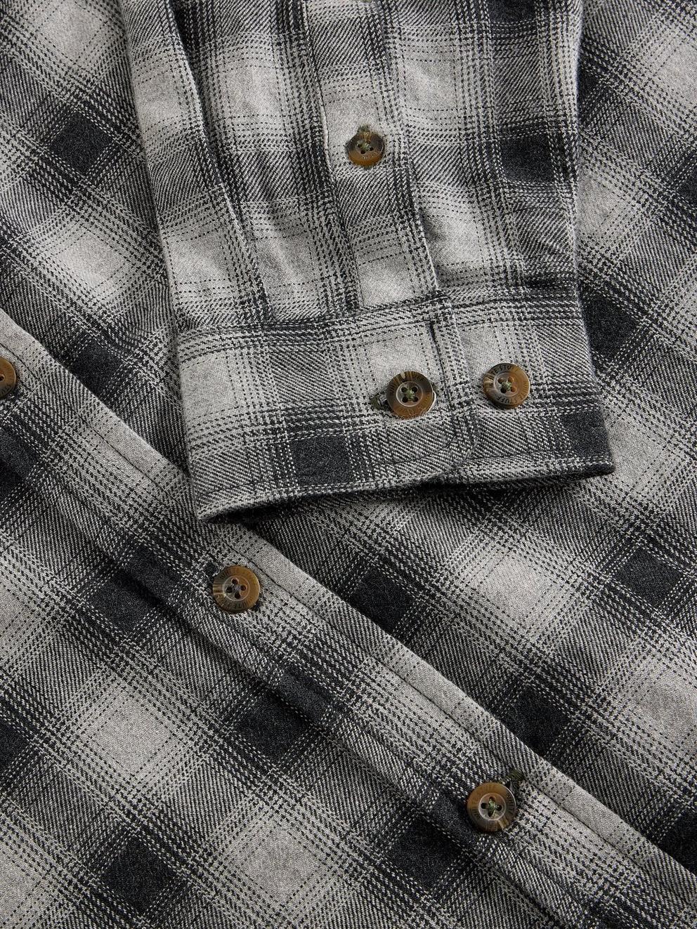 Ludlow Two Tone Check Shirt in DK GREY - FLAT DETAIL