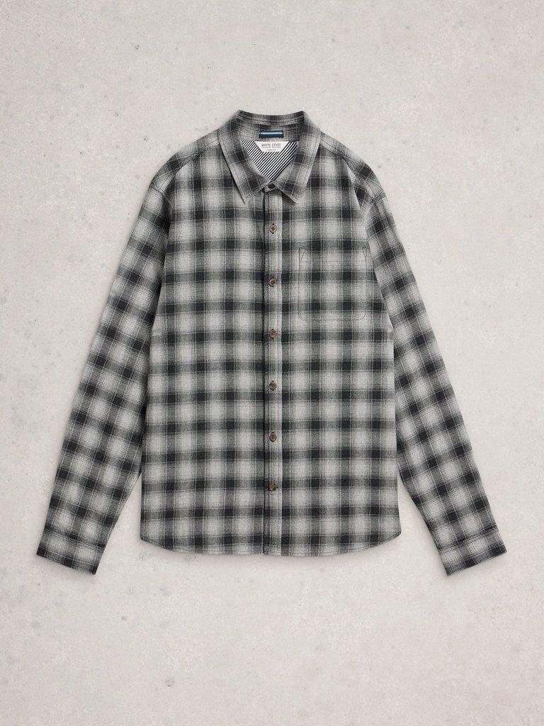 Ludlow Two Tone Check Shirt in DK GREY - FLAT FRONT