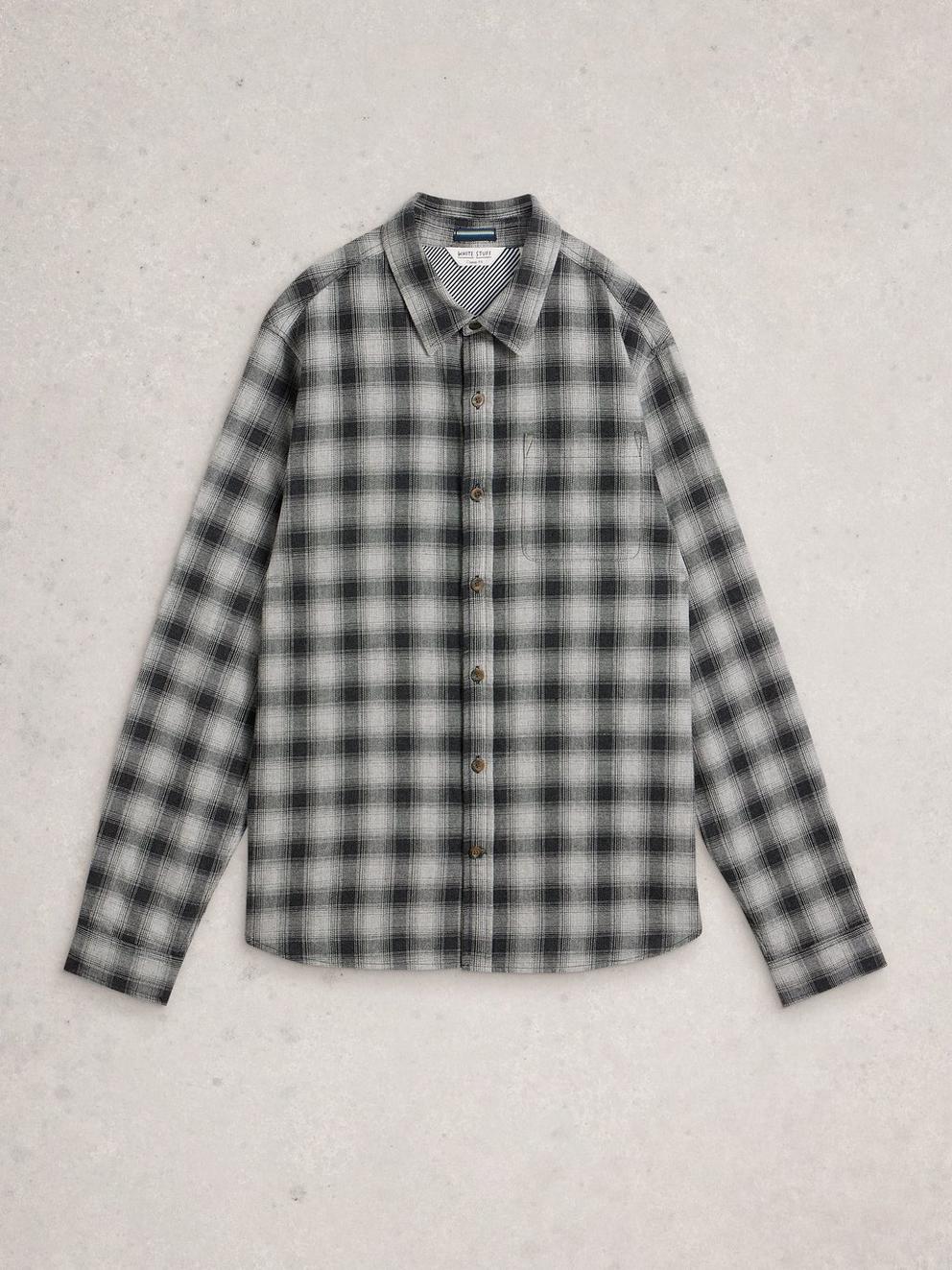 Ludlow Two Tone Check Shirt in DK GREY - FLAT FRONT