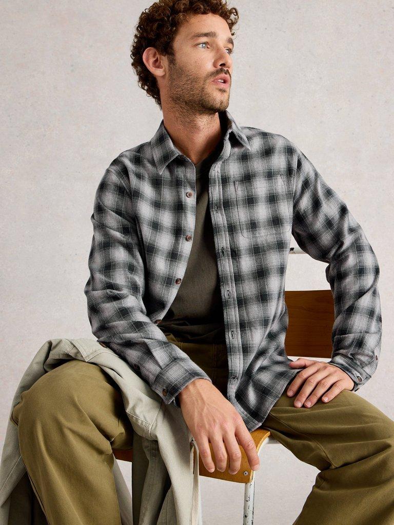 Ludlow Two Tone Check Shirt in DK GREY - LIFESTYLE
