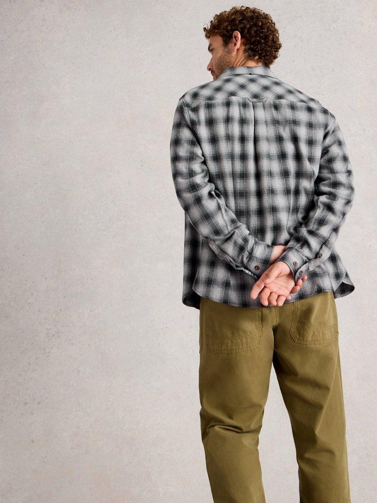 Ludlow Two Tone Check Shirt in DK GREY - MODEL BACK