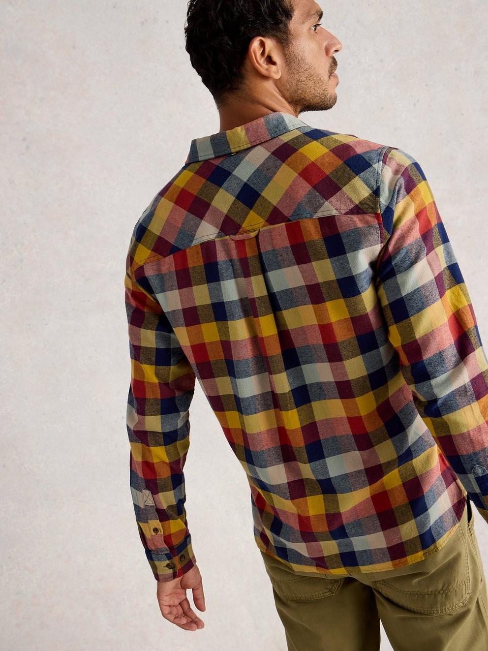 Preston Buffalo Check Shirt in RED MLT - MODEL BACK