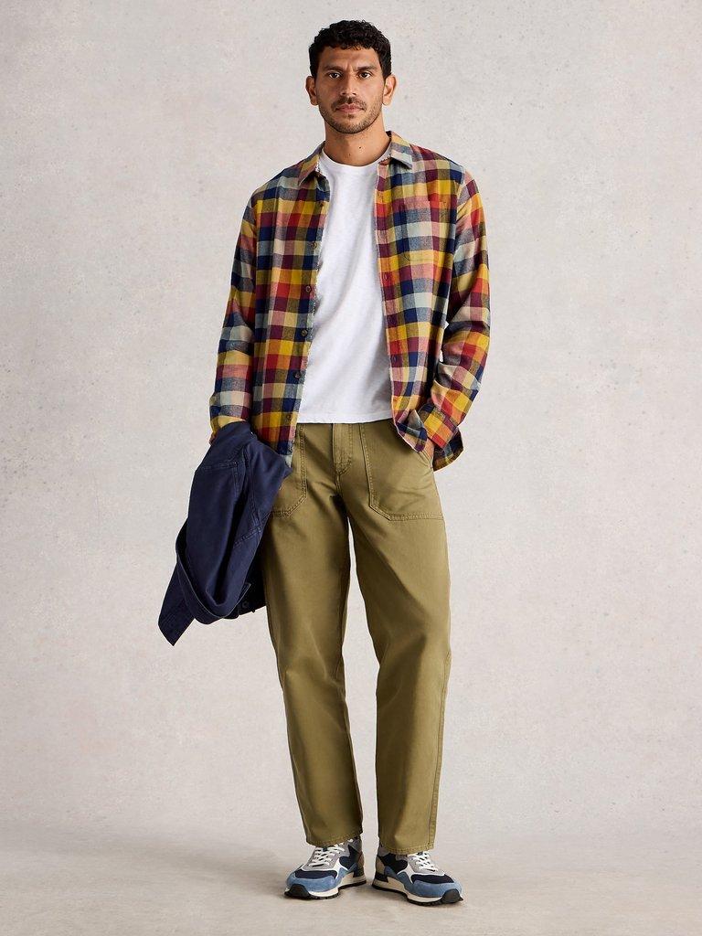 Preston Buffalo Check Shirt in RED MLT - MODEL FRONT