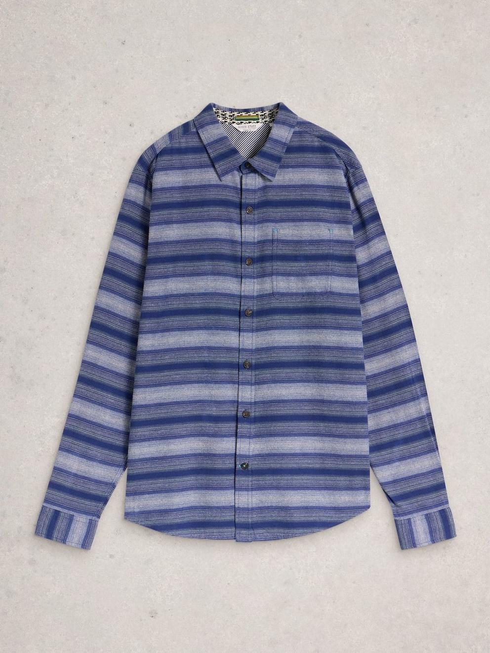Upton Horizontal Stripe Shirt in BLUE MLT - FLAT FRONT