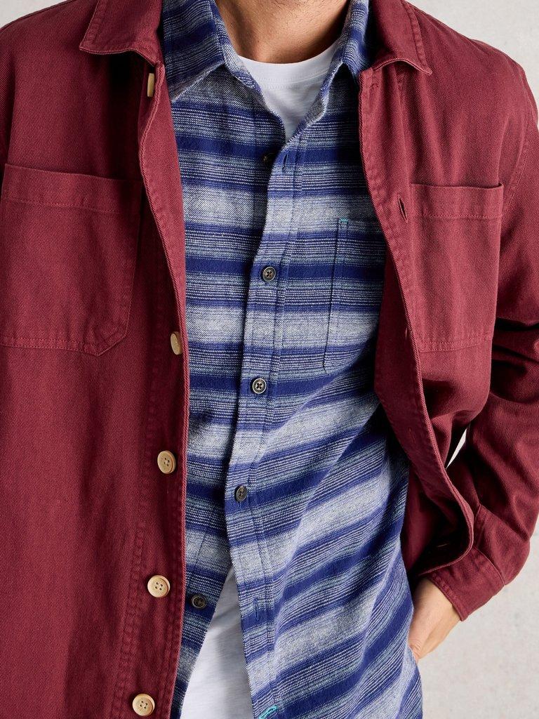 Upton Horizontal Stripe Shirt in BLUE MLT - MODEL DETAIL