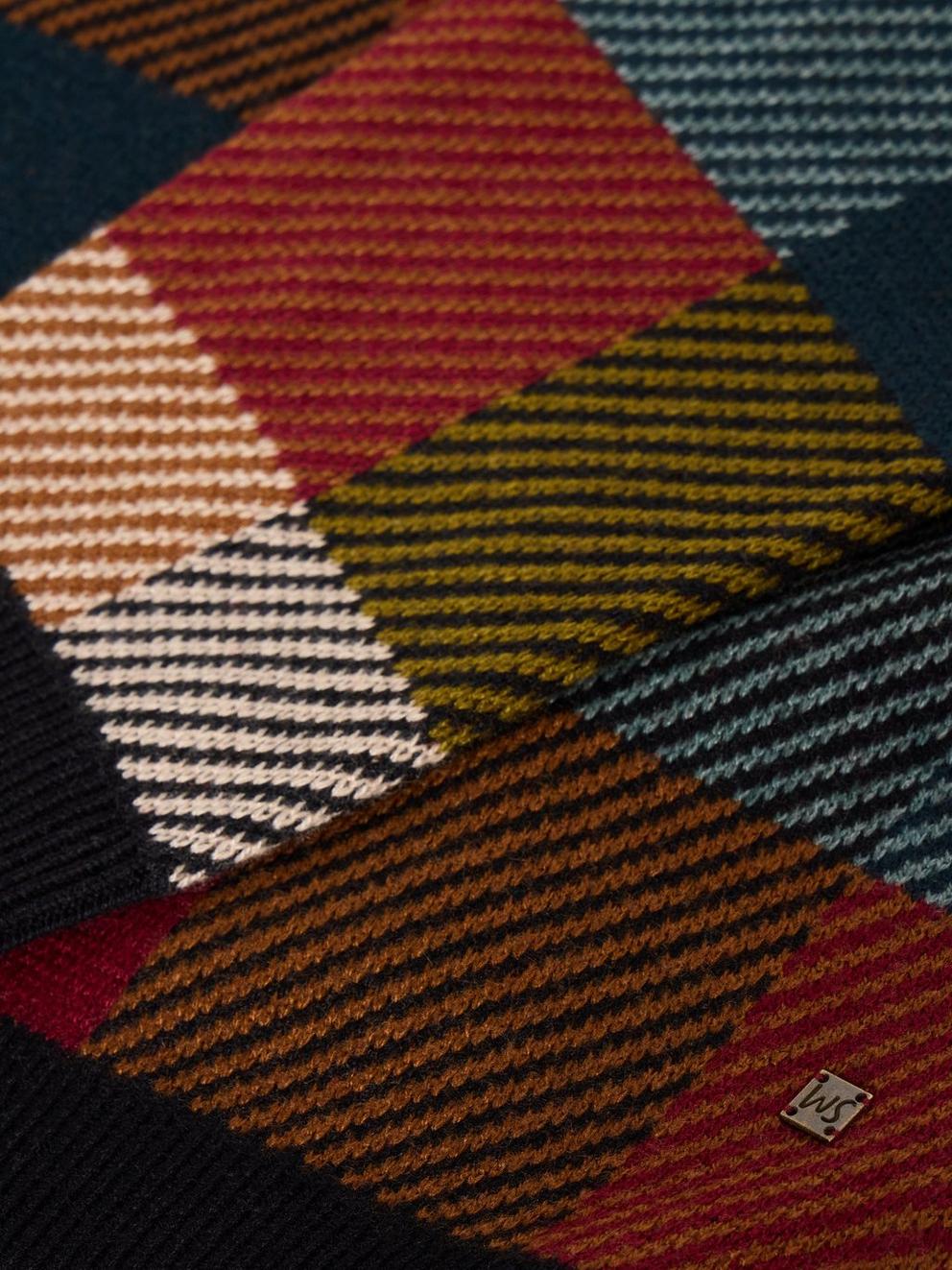 Checkerboard Crew Neck in RED MLT - FLAT DETAIL