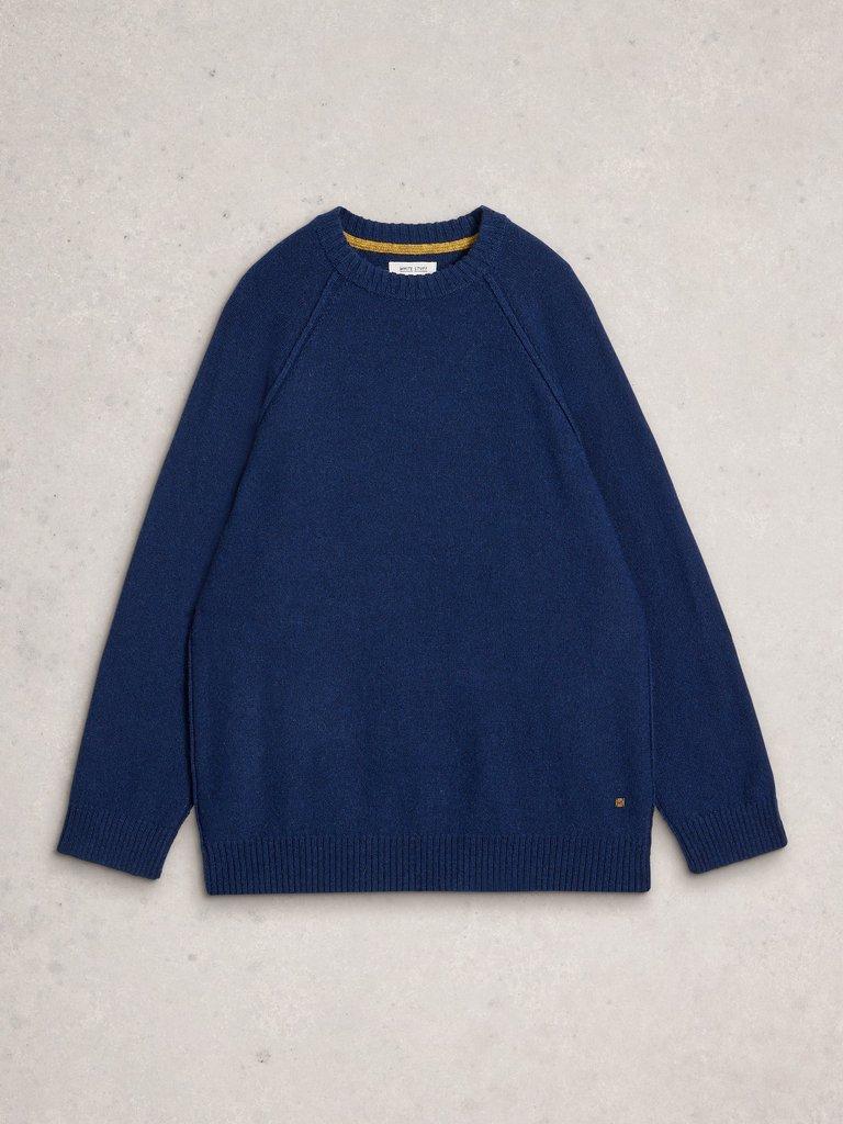 Milton Lambswool Crew in DARK NAVY - FLAT FRONT
