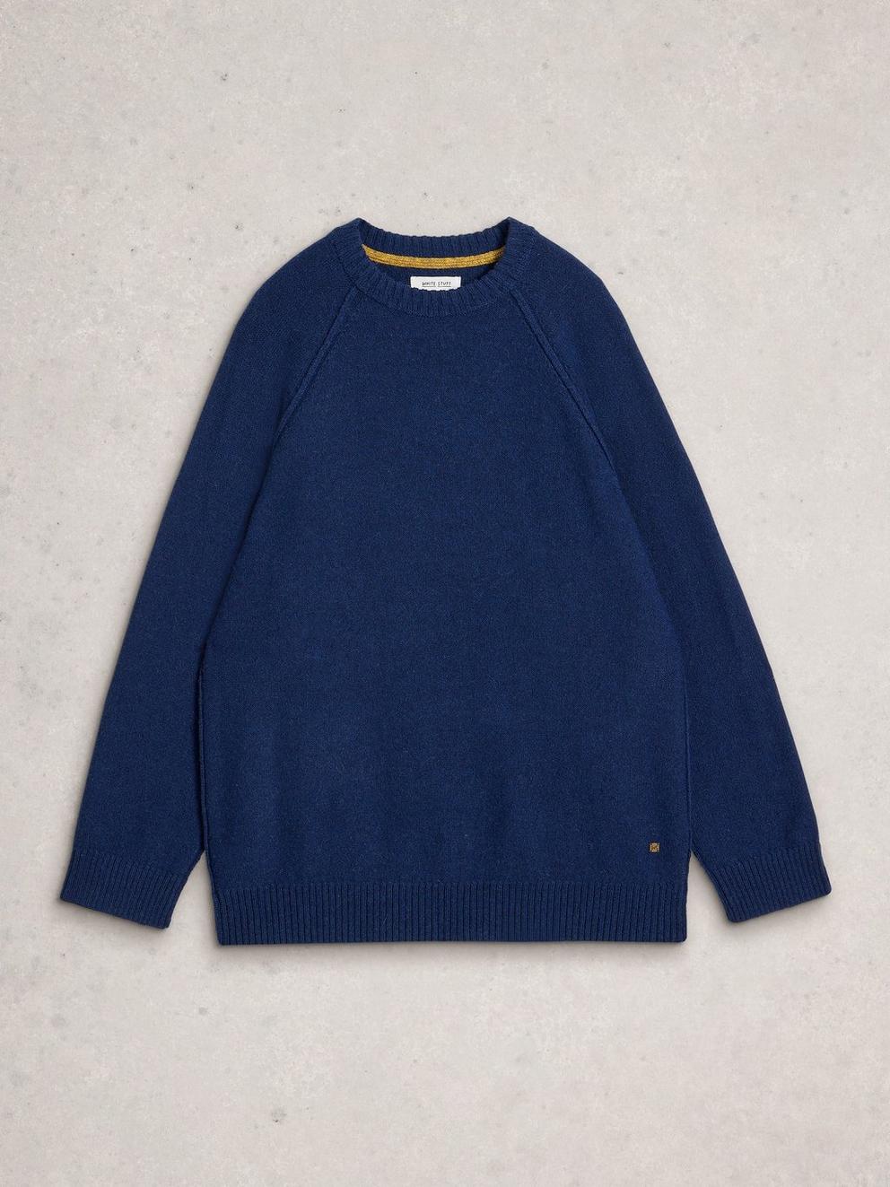 Milton Lambswool Crew in DARK NAVY - FLAT FRONT