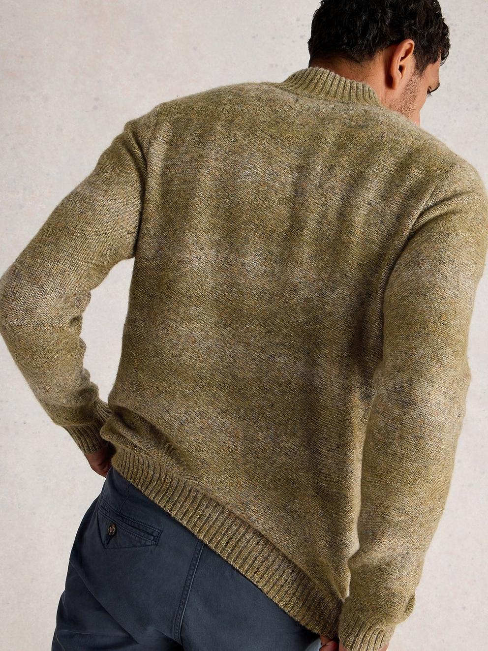 Ombre Button Neck in MID GREEN - MODEL BACK