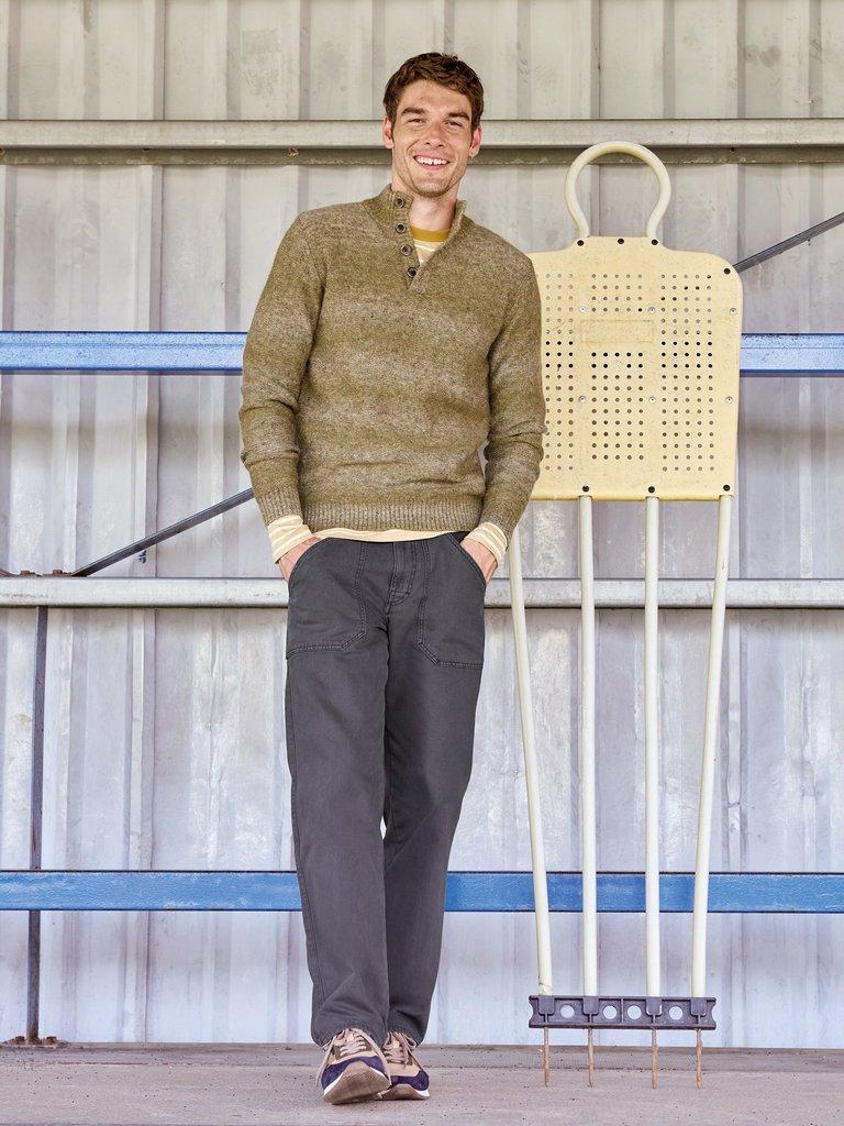 Ombre Button Neck in MID GREEN - MIXED