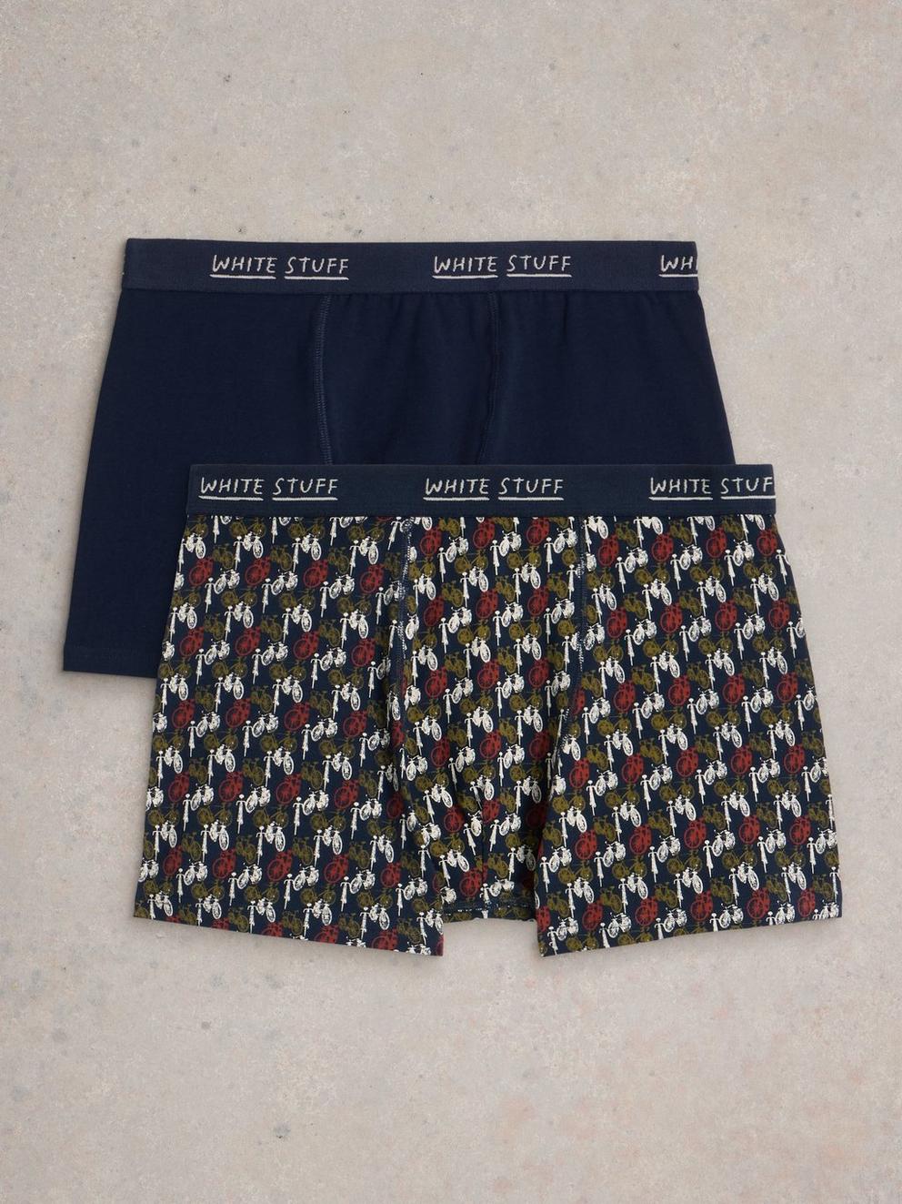 Hove 2pk Boxers Print  Plain in BLUE PR - FLAT DETAIL