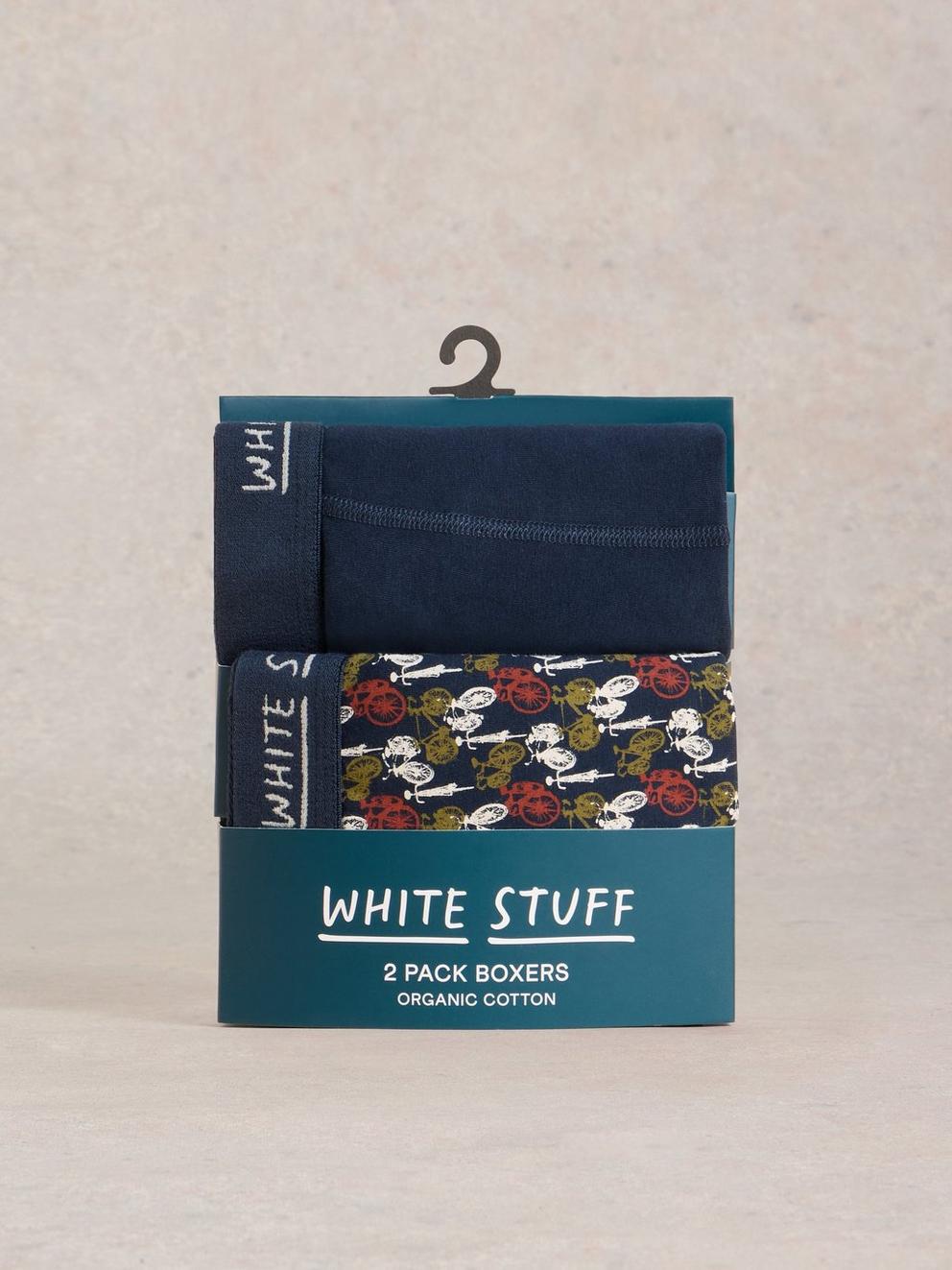 Hove 2pk Boxers Print  Plain in BLUE PR - FLAT FRONT