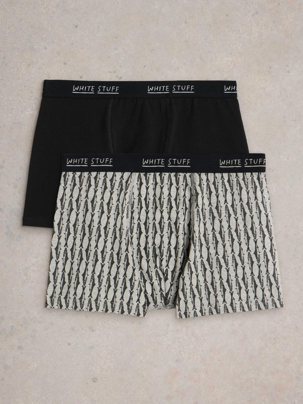 Hove 2pk Boxers Print  Plain in GREY PR - FLAT DETAIL