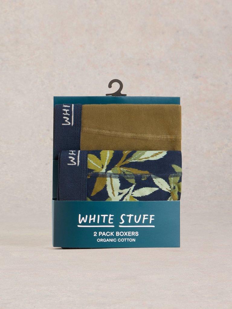 Hove 2pk Boxers Print  Plain in NAVY PR - FLAT FRONT
