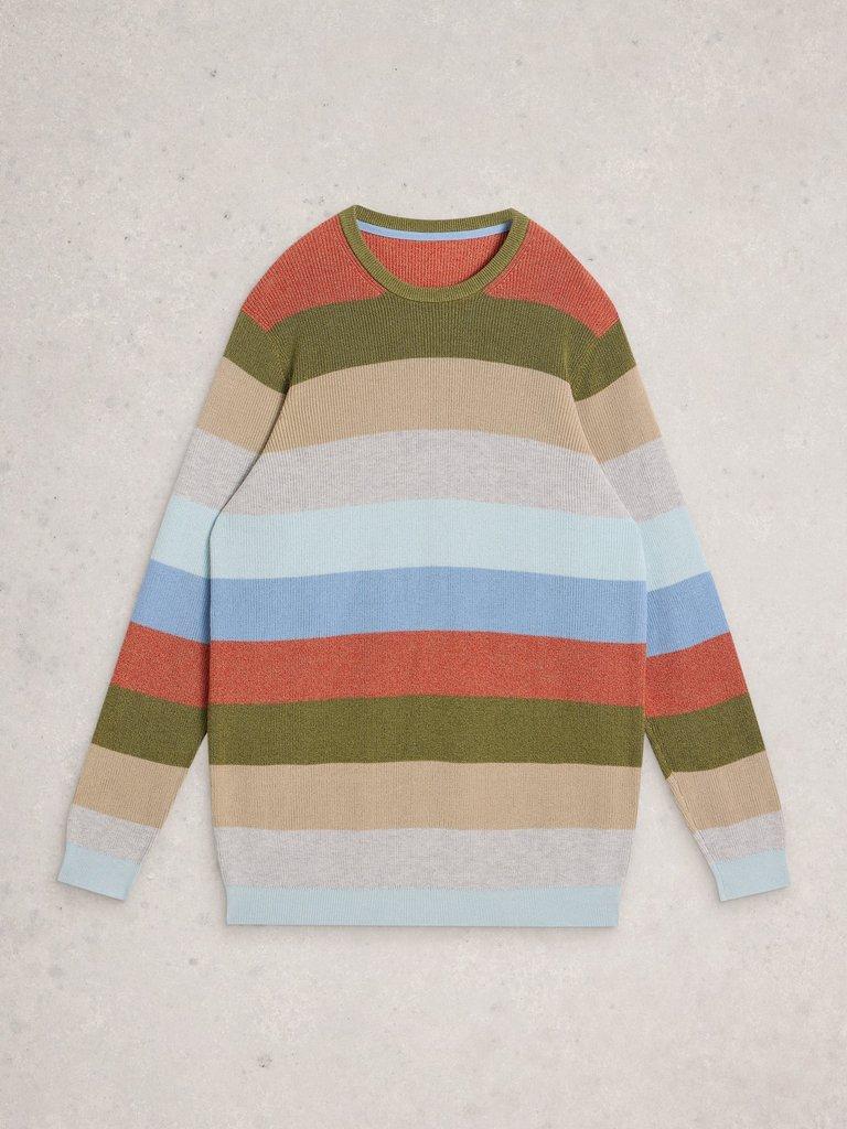 Attadale Stripe Crew Neck in BLUE MLT - FLAT FRONT