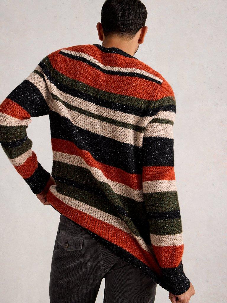 Berkley Crew Neck Stripe in ORANGE MLT - MODEL BACK