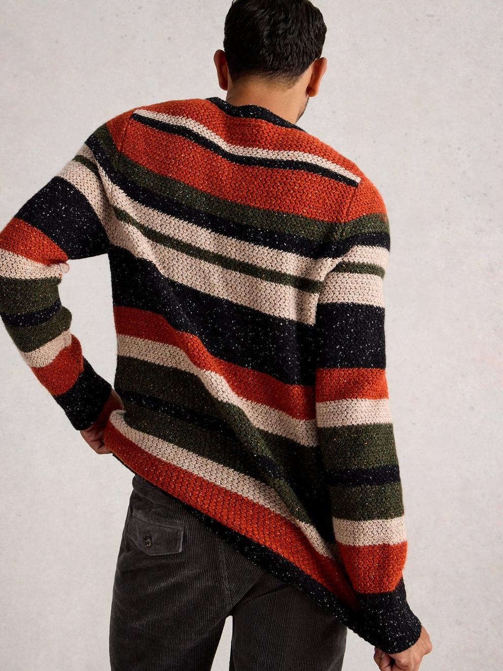 Berkley Crew Neck Stripe in ORANGE MLT - MODEL BACK