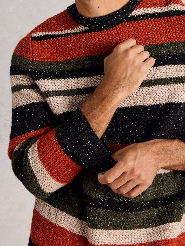 Berkley Crew Neck Stripe in ORANGE MLT - MODEL DETAIL