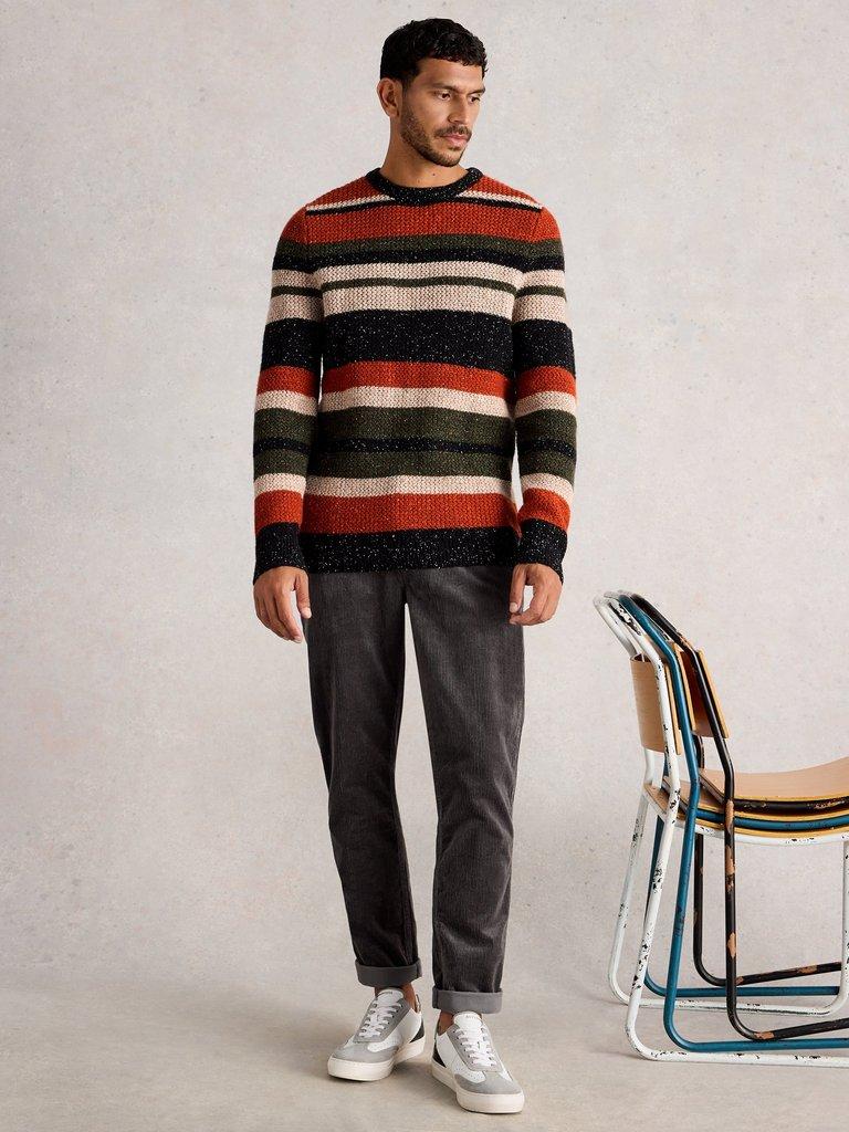 Berkley Crew Neck Stripe in ORANGE MLT - MODEL FRONT