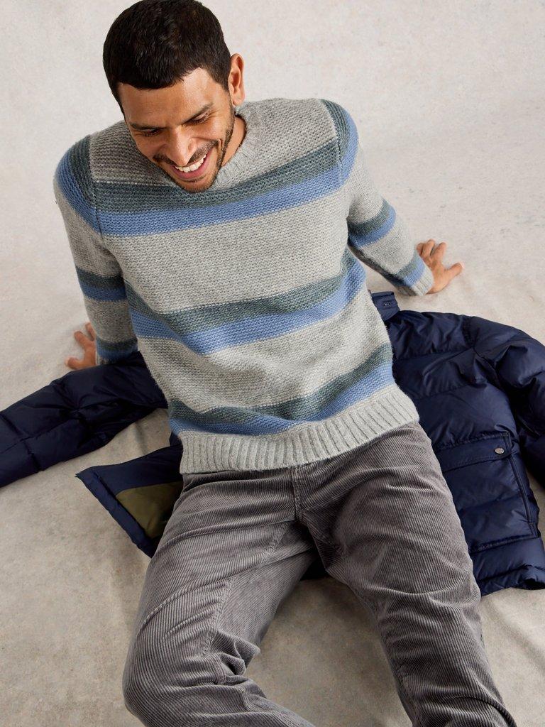 Breton Stripe Crew Neck in GREY MLT - LIFESTYLE