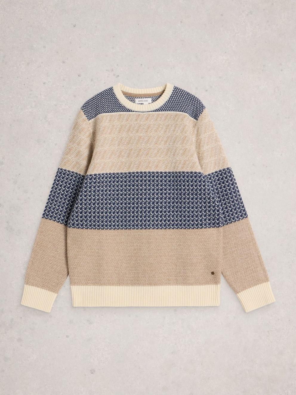 Fairisle Multi Crew Neck in NAVY MULTI - FLAT FRONT