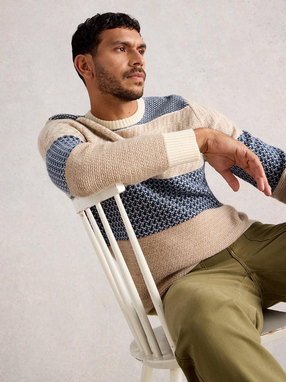 Fairisle Multi Crew Neck in NAVY MULTI - LIFESTYLE
