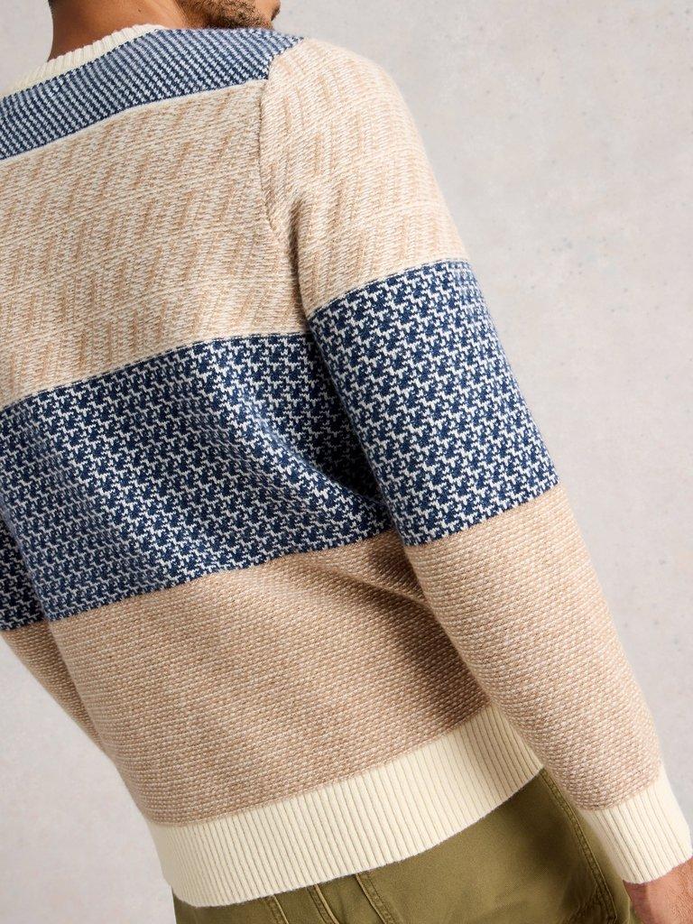 Fairisle Multi Crew Neck in NAVY MULTI - MODEL BACK