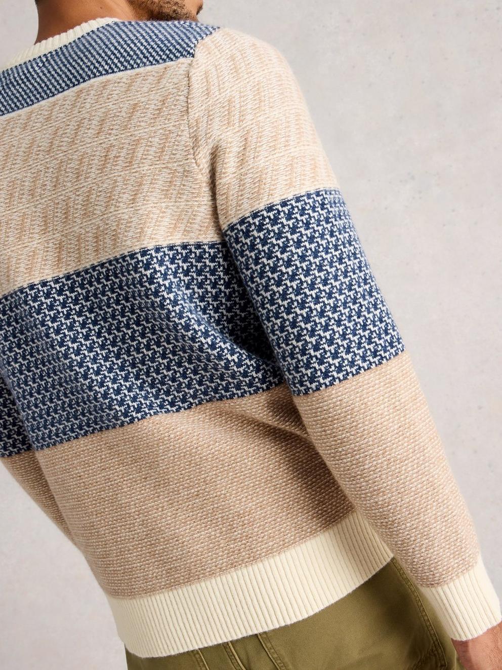 Fairisle Multi Crew Neck in NAVY MULTI - MODEL BACK