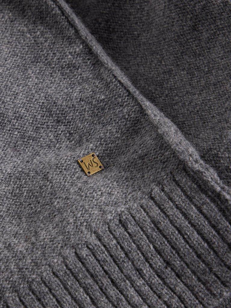 Milton Lambswool Mock Neck in CHARC GREY - FLAT DETAIL