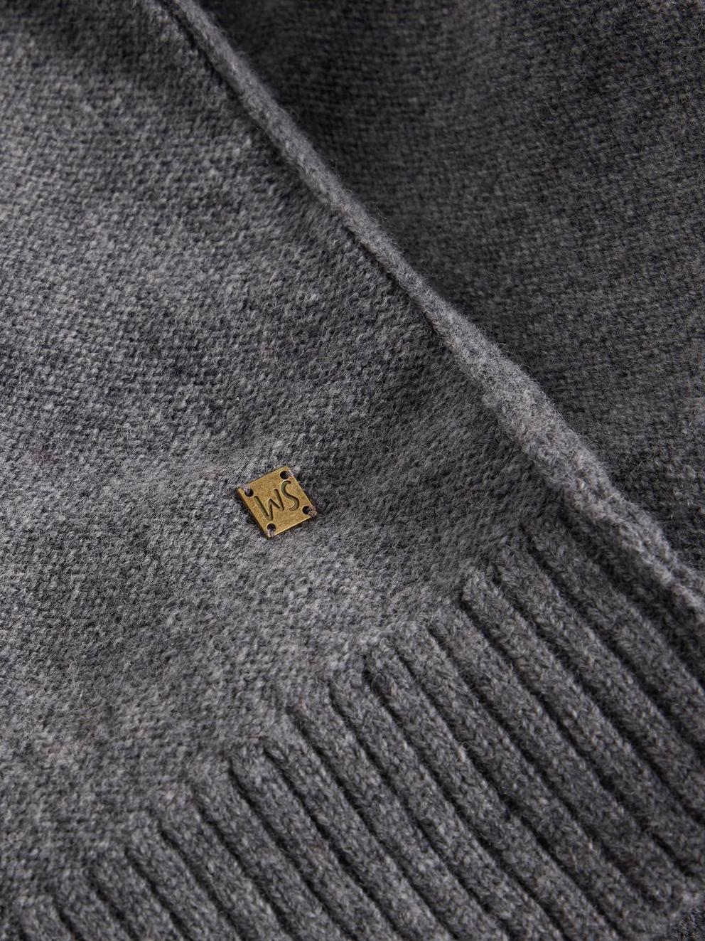 Milton Lambswool Mock Neck in CHARC GREY - FLAT DETAIL