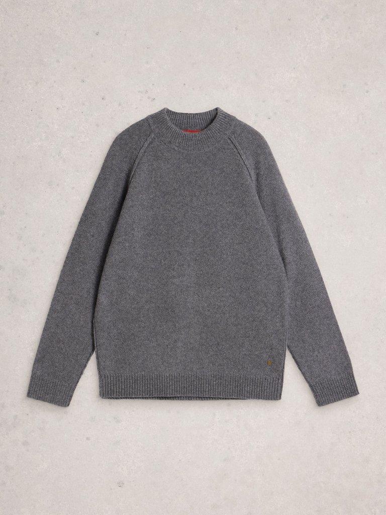 Milton Lambswool Mock Neck in CHARC GREY - FLAT FRONT