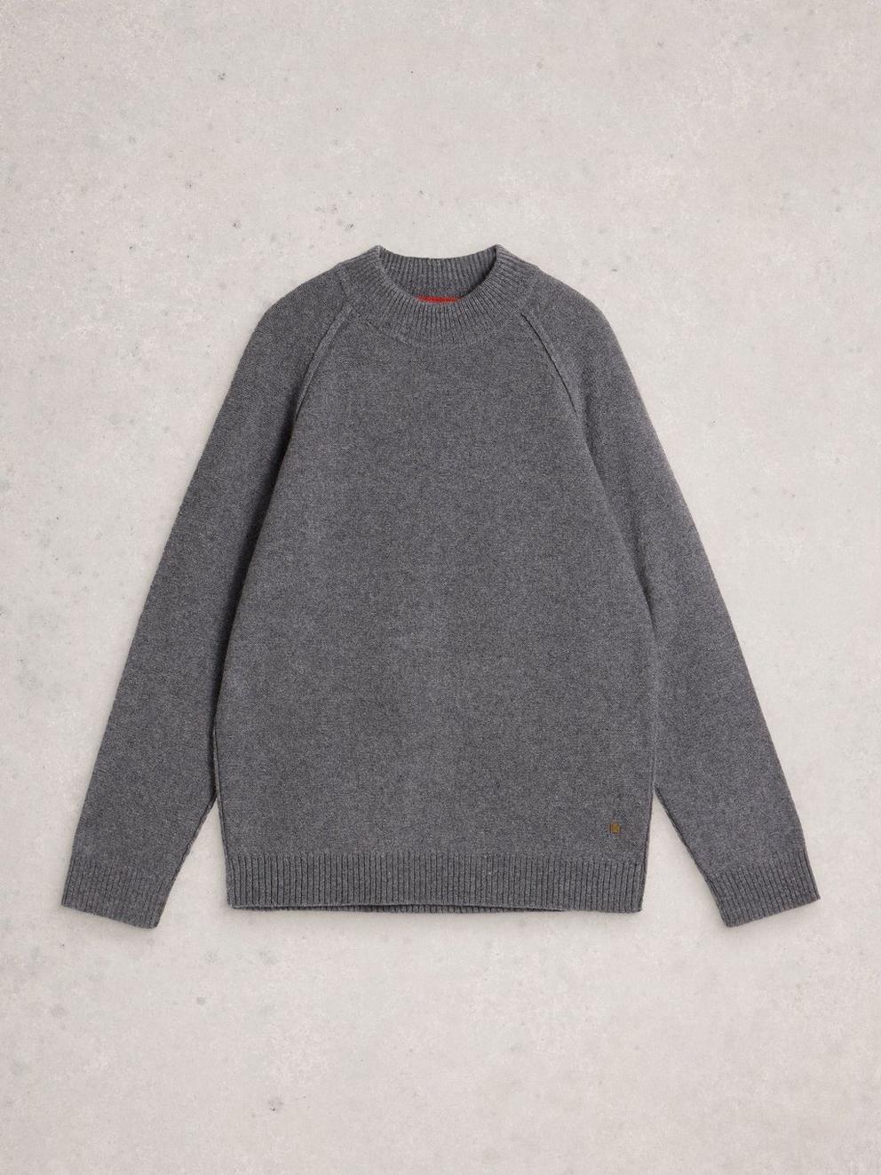 Milton Lambswool Mock Neck in CHARC GREY - FLAT FRONT