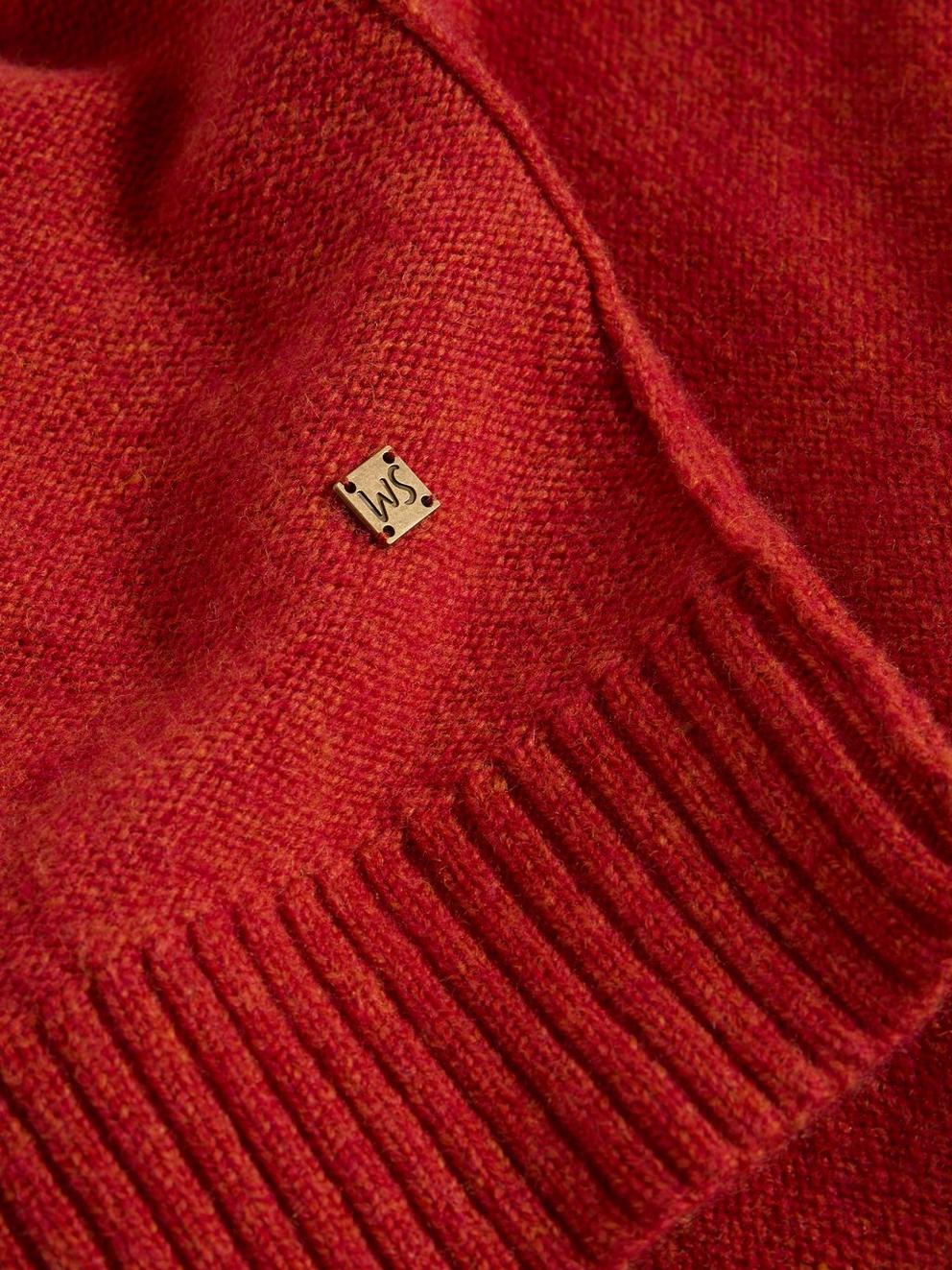 Milton Lambswool Mock Neck in DK ORANGE - FLAT DETAIL