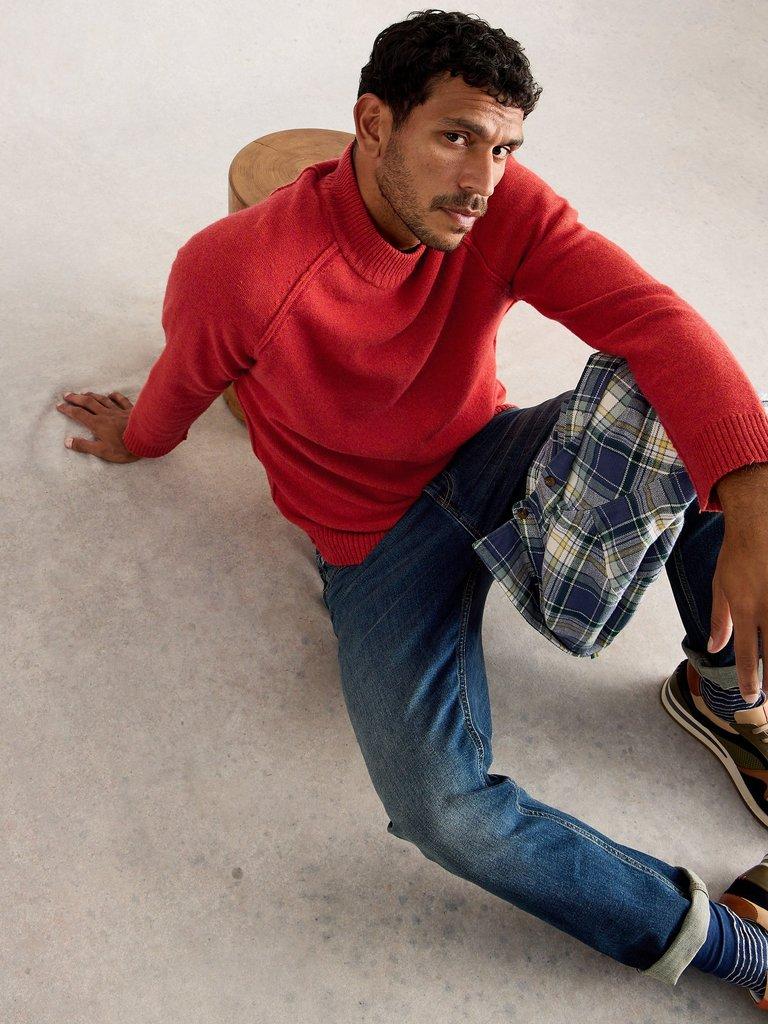 Milton Lambswool Mock Neck in DK ORANGE - LIFESTYLE